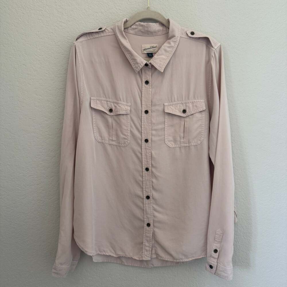 Universal Thread Button Up Shirt Shacket Womens Utility Pink Top Pockets Size XL
